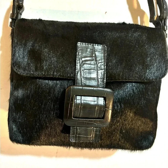 Claudio Orciani pony skin and leather shoulder handbag - Picture 7 of 11